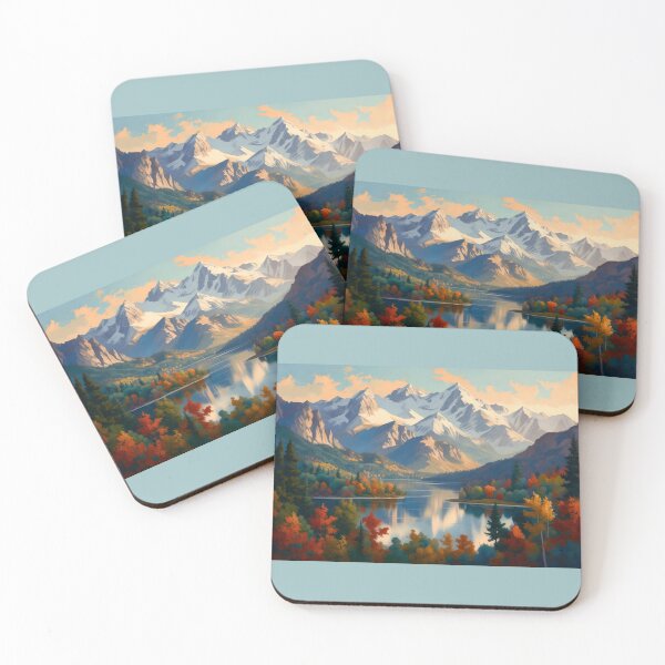 Item preview, Majestic Autumn Mountain Lake Reflection Painterly Landscape designed and sold by Nexus Space.