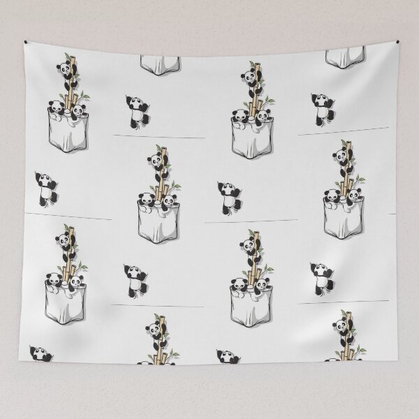 Item preview, Cute Pandas in a Pocket Bamboo Cartoon Illustration designed and sold by Hey! your search is end here.