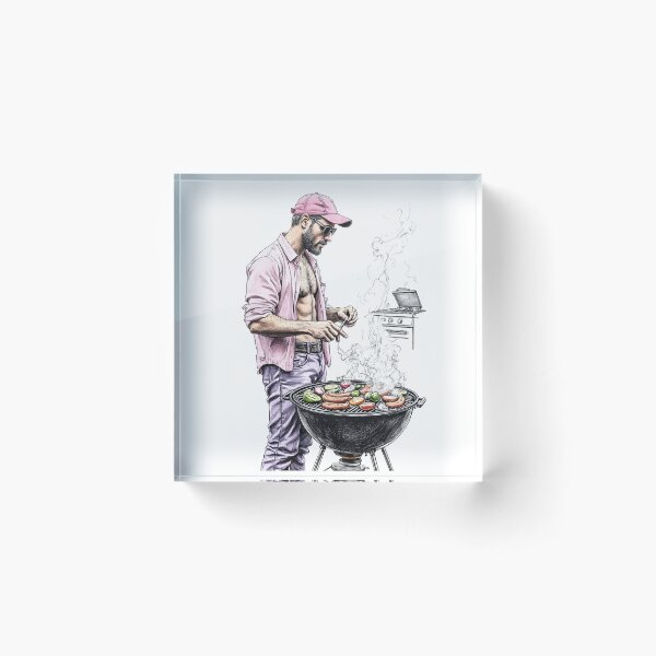 Item preview, Gay Dad Grilling In The Garden - B&W Image designed and sold by Museum Of Non-Existing Art.