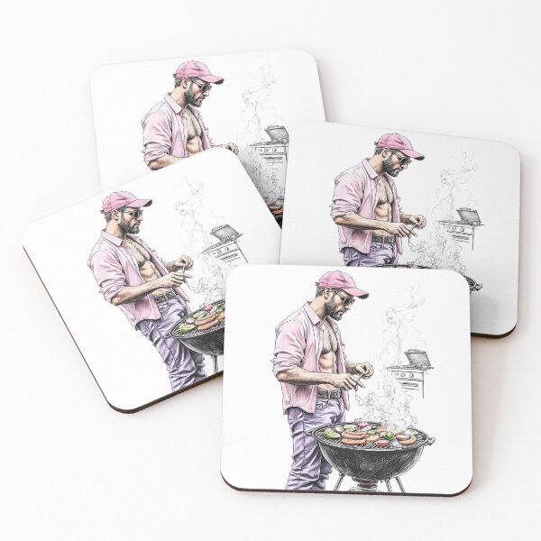 Item preview, Gay Dad Grilling In The Garden - B&W Image designed and sold by Museum Of Non-Existing Art.