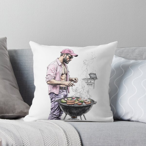 Item preview, Gay Dad Grilling In The Garden - B&W Image designed and sold by Museum Of Non-Existing Art.