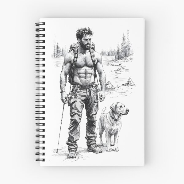 Item preview, A Man And His Dog Hiking - B&W Image designed and sold by Museum Of Non-Existing Art.