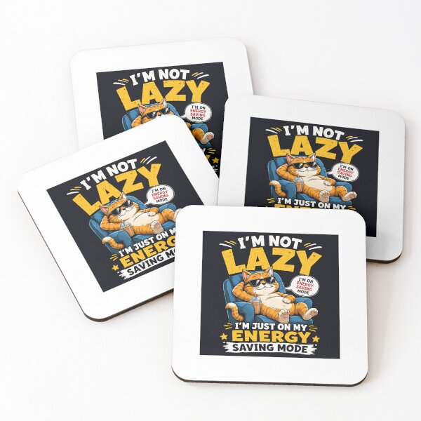 Item preview, I'm Not Lazy – Energy Saving Mode Funny Cat Quote T-Shirt Design designed and sold by PrintableArt123.