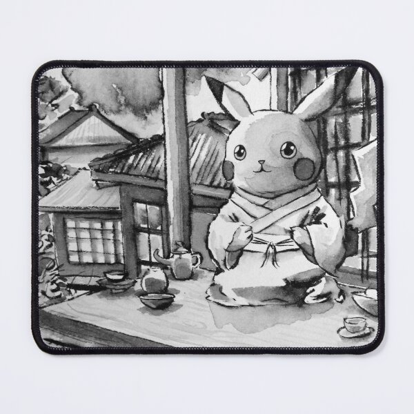 Item preview, Cute Korean Buddhist Monk Pika in Temple Having Tea - Ink Drawing designed and sold by akthaysen.