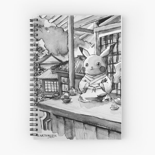 Item preview, Cute Korean Buddhist Monk Pika in Temple Having Tea - Ink Drawing designed and sold by akthaysen.