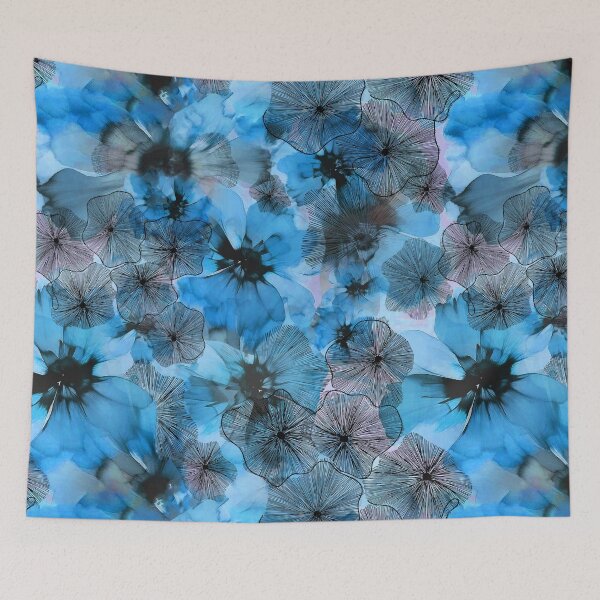 Item preview, Blue Watercolor Flowers designed and sold by imaniko.