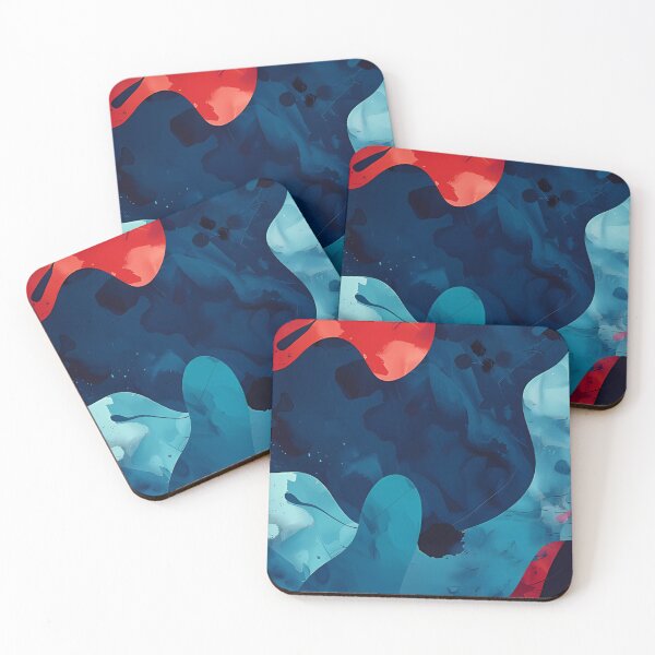 Item preview, Liquid Abstract Art | Red Teal Navy Flow Shapes designed and sold by Shirdon2.