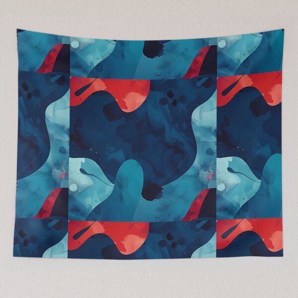 Item preview, Liquid Abstract Art | Red Teal Navy Flow Shapes designed and sold by Shirdon2.