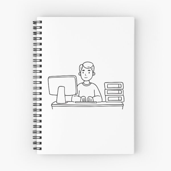 Item preview, Typing at Computer Beside Folder Stack designed and sold by rasagamastore.