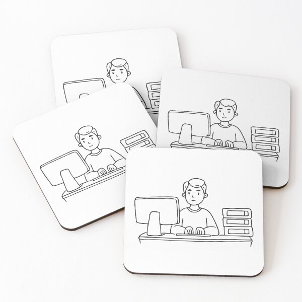 Item preview, Typing at Computer Beside Folder Stack designed and sold by rasagamastore.