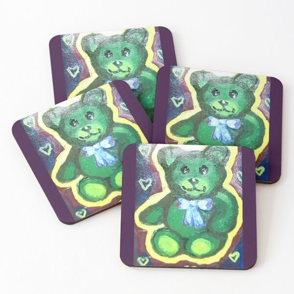 Item preview, Cute green teddy bear with bow in space decor designed and sold by Shukasya-Arts.