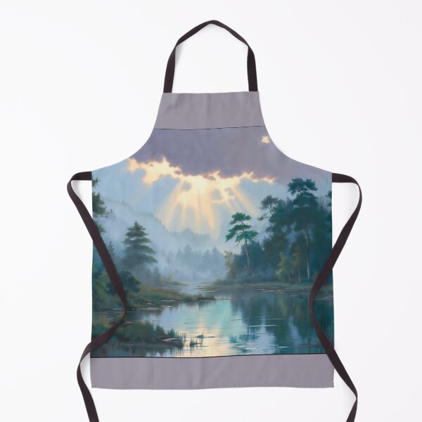 Item preview, Calming Morning Sun Rays Misty Pine Forest Lake Landscape designed and sold by Nexus Space.