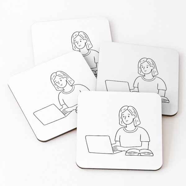 Item preview, Female Student Typing with Open Book designed and sold by rasagamastore.