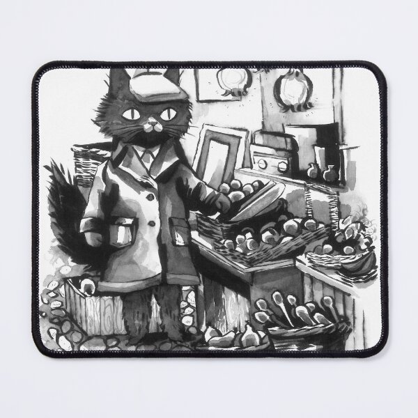 Item preview, Old-Timey Cat Detective Browsing Historical Antique Market - Ink Drawing designed and sold by akthaysen.
