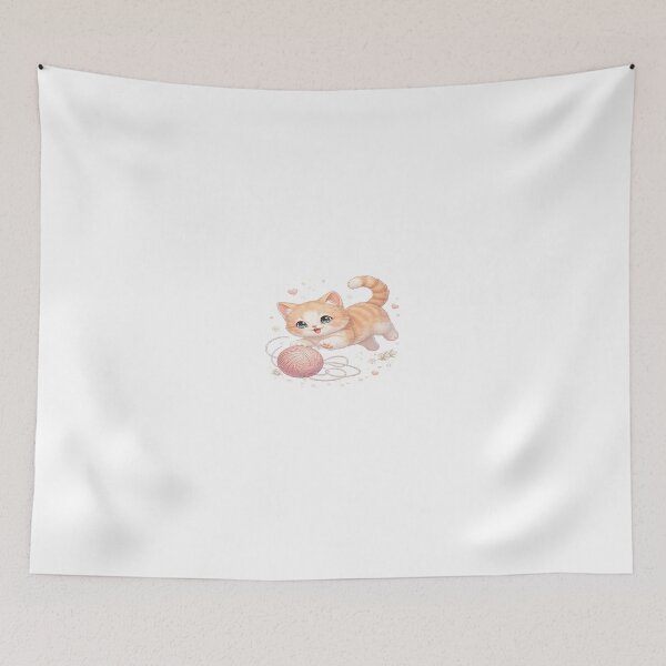 Item preview, Playful Kitten and Pink Yarn Adventure designed and sold by Artisan Finds Online.