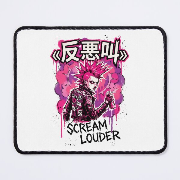 Item preview, Scream Louder Cyberpunk Anime Girl - Pink Punk Rock designed and sold by MCHDesignST.
