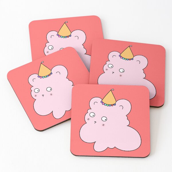 Item preview, Cute Pink Cloud Bear with Party Hat Drawing designed and sold by ubborn.