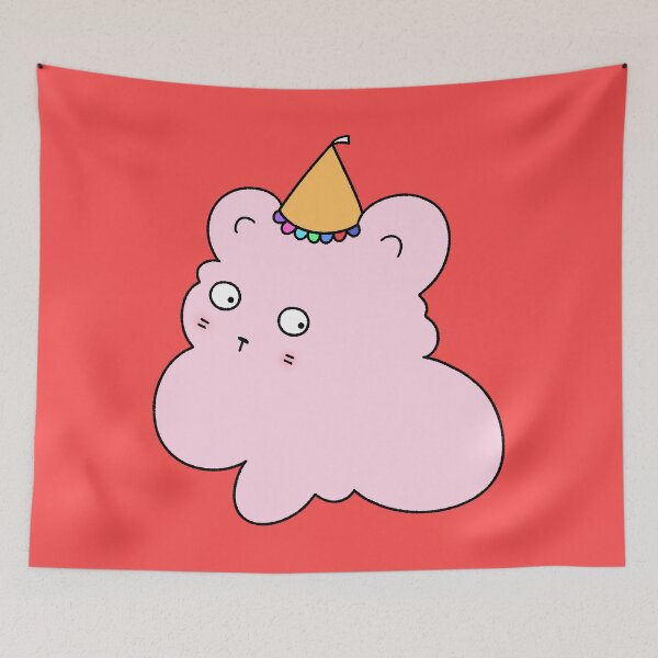 Item preview, Cute Pink Cloud Bear with Party Hat Drawing designed and sold by ubborn.