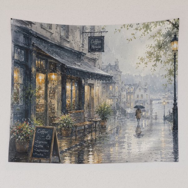 Item preview, Cozy Rainy European Coffee House designed and sold by 0606PM.
