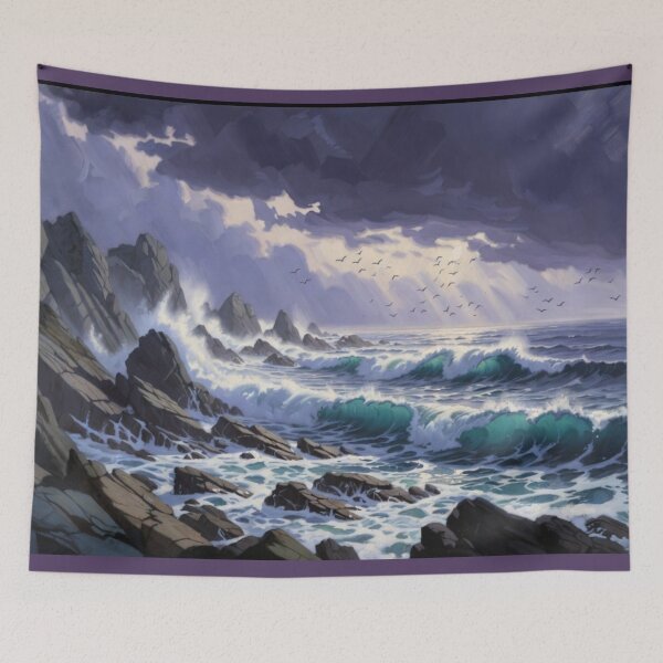 Item preview, Dramatic Stormy Ocean Waves Crashing Rocky Coastline designed and sold by Nexus Space.