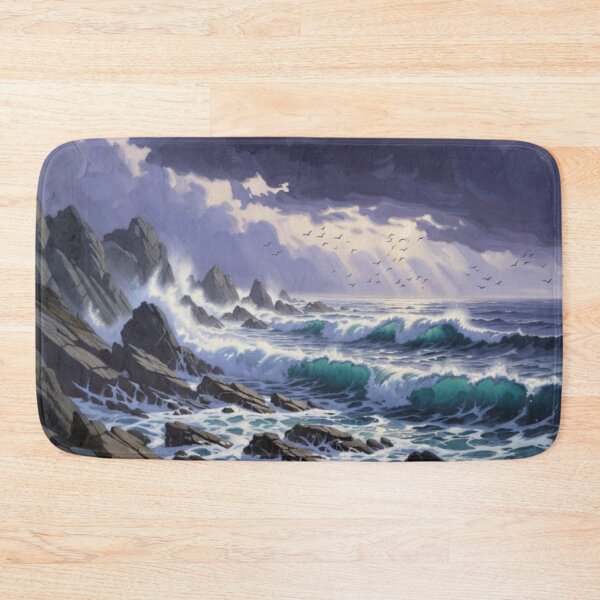 Item preview, Dramatic Stormy Ocean Waves Crashing Rocky Coastline designed and sold by Nexus Space.