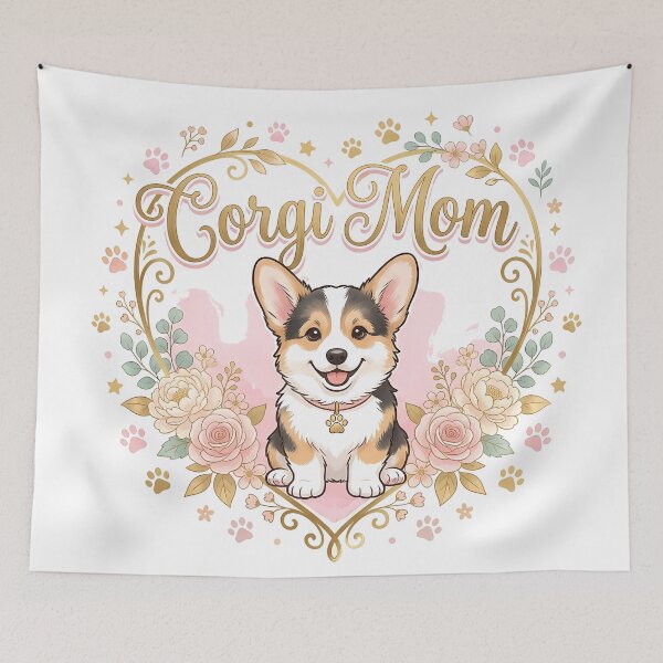 Item preview, Cute Corgi Mom Heart Floral Shirt, Elegant Corgi Mom Gift Tee, Corgi Mom Flower Heart Design for Corgi Lovers designed and sold by Wearable Canvas...