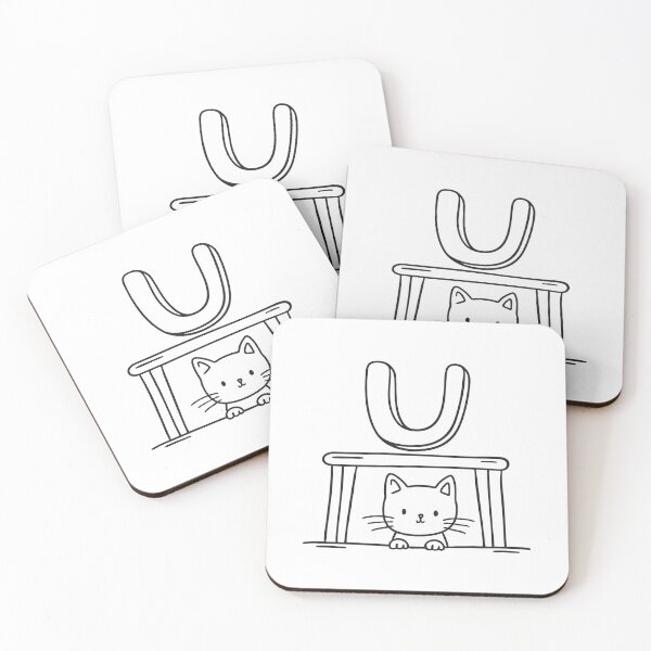 Item preview, Letter U with Cat Under Table designed and sold by rasagamastore.