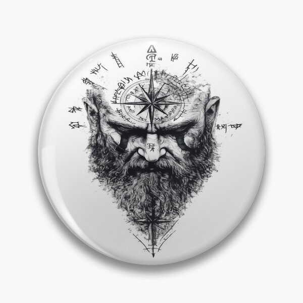 Item preview, Viking Warrior Compass Norse Mythology Bearded Norseman designed and sold by myforestfog.