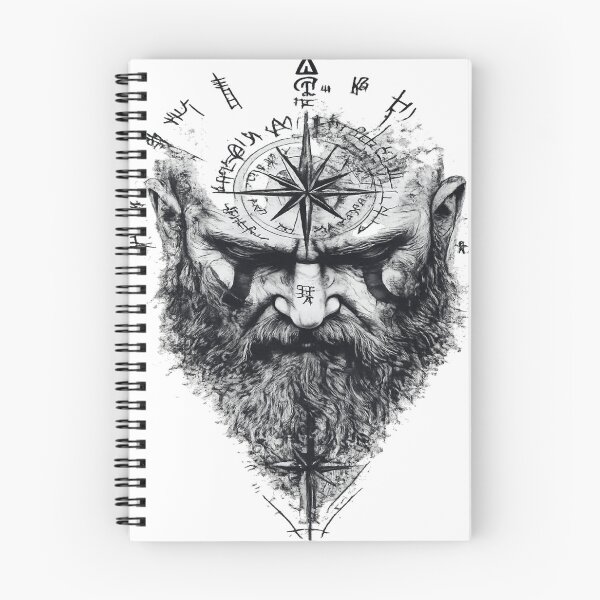 Item preview, Viking Warrior Compass Norse Mythology Bearded Norseman designed and sold by myforestfog.