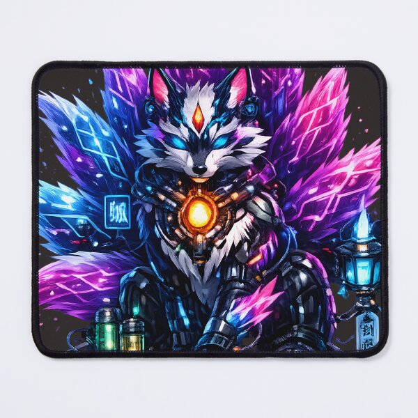 Item preview, Cyber Kitsune Sentinel – Futuristic Neon Fox Design designed and sold by Neo Tokio.