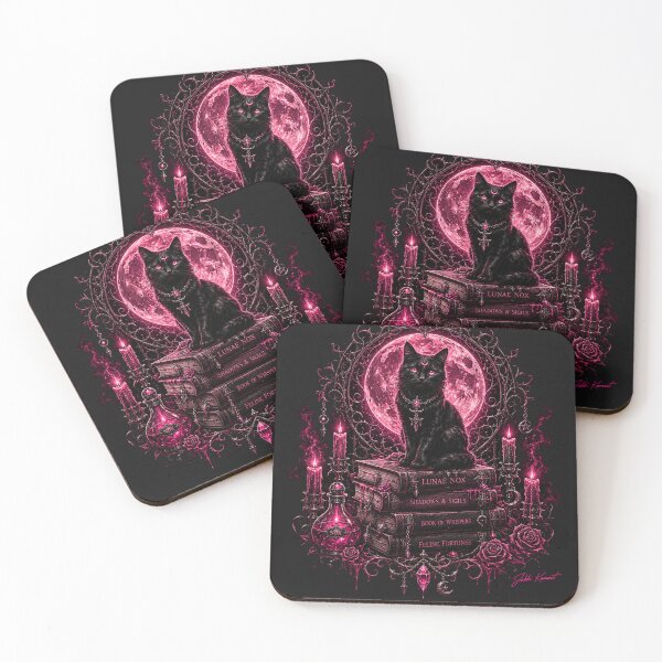 Item preview, Black Cat Under Pink Moon designed and sold by JabbiKamost.