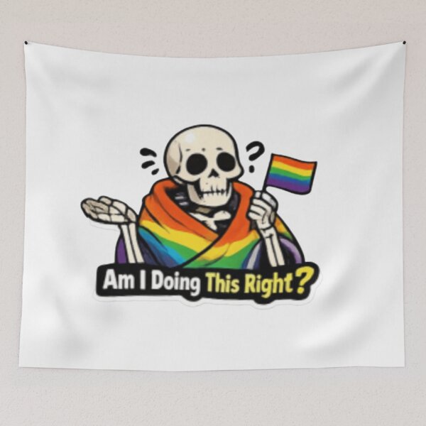 Item preview, Am I Doing This Right Funny Pride Skeleton designed and sold by Pixanova.