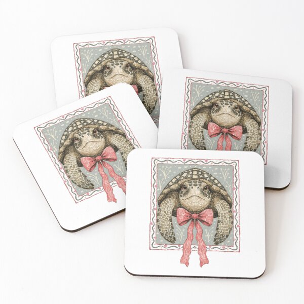 Item preview, Coquette Sea Turtle with Red Bow Vintage Illustration designed and sold by OceansMatter.