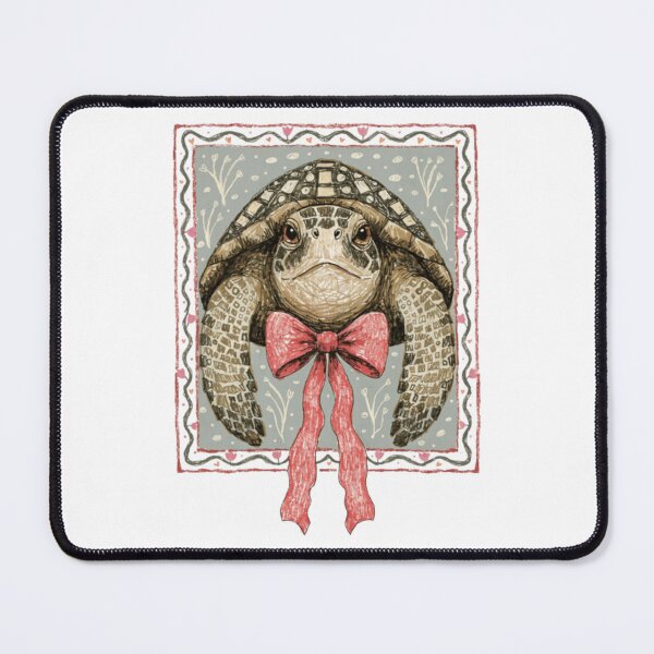 Item preview, Coquette Sea Turtle with Red Bow Vintage Illustration designed and sold by OceansMatter.