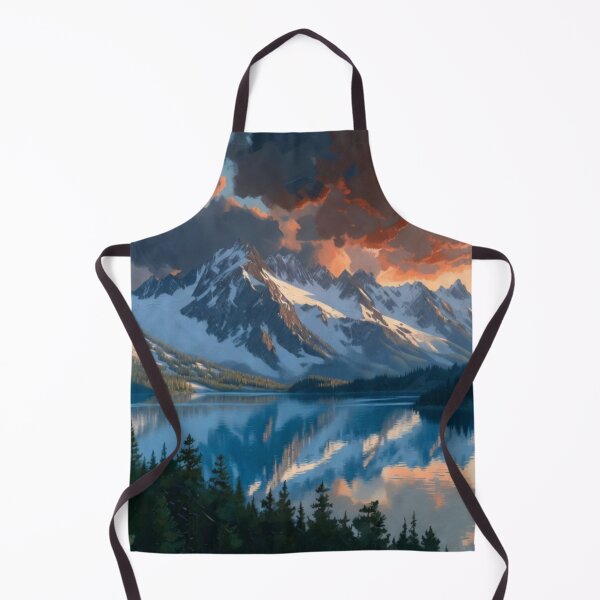 Item preview, Majestic Alpine Mountain Lake Reflection Fiery Sunset designed and sold by Nexus Space.