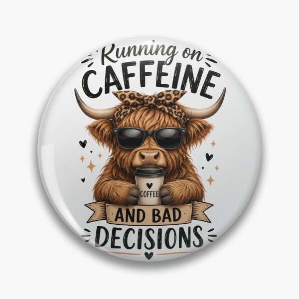 Item preview, Highland Cow Running on Caffeine and Bad Decisions designed and sold by Desola-Studio.