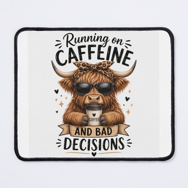Item preview, Highland Cow Running on Caffeine and Bad Decisions designed and sold by Desola-Studio.