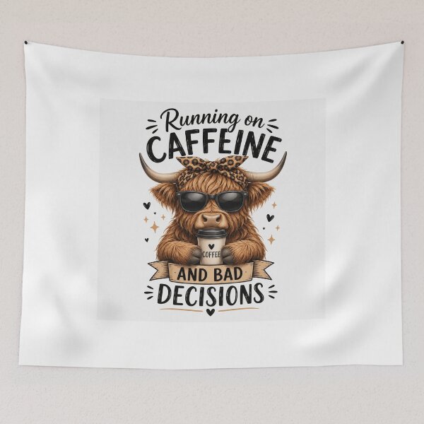 Item preview, Highland Cow Running on Caffeine and Bad Decisions designed and sold by Desola-Studio.
