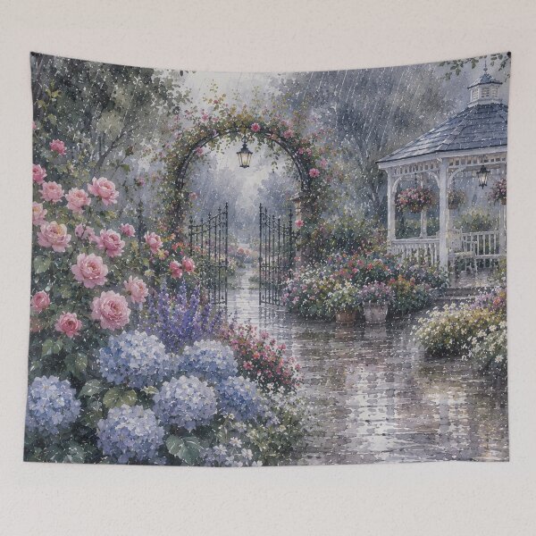 Item preview, Romantic Rainy Garden hydrangea & Roses designed and sold by 0606PM.