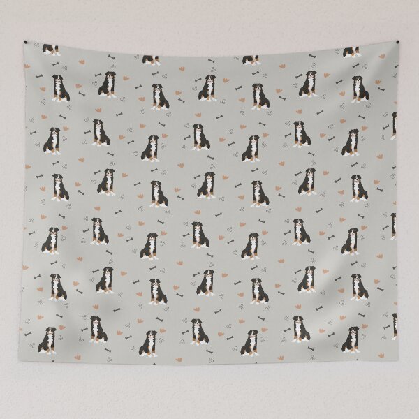 Item preview, Minimalist Flat Design Bernese Mountain Dog Grey Pattern designed and sold by svitlaarty.
