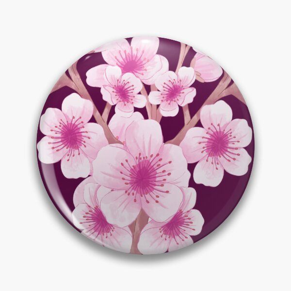 Item preview, Moody Sakura Floral Grid on Dark Plum Background designed and sold by Jyoti-Quotes.