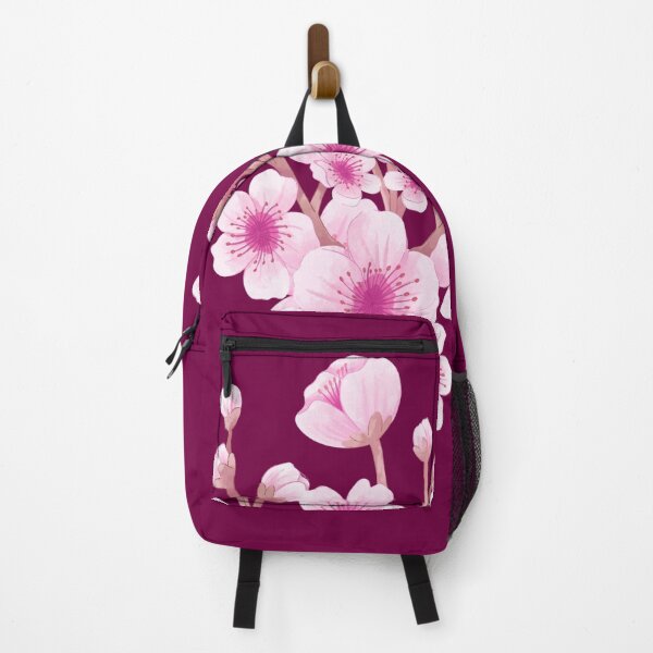 Item preview, Moody Sakura Floral Grid on Dark Plum Background designed and sold by Jyoti Digital Artist.