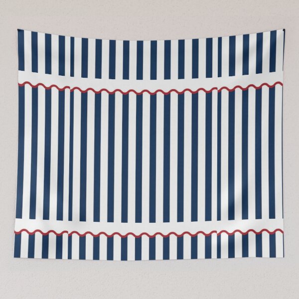Item preview, Nautical Awning Stripes | Navy White Red Scallop designed and sold by Shirdon2.