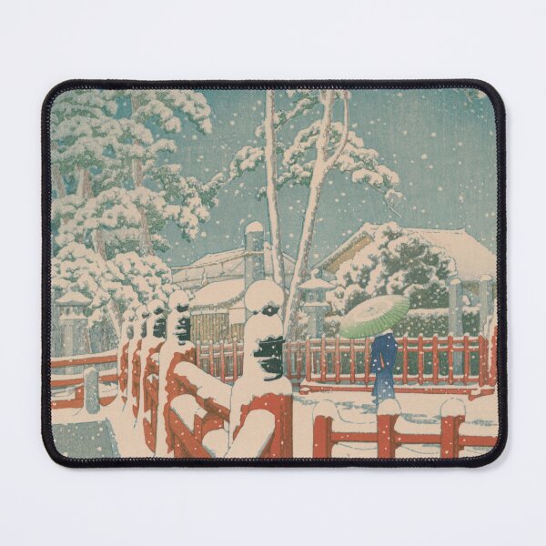 Item preview, Snow at Ikegami Heirin-an Bridge - Kawase Hasui Shin-hanga designed and sold by vekotpu.