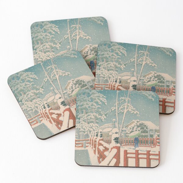 Item preview, Snow at Ikegami Heirin-an Bridge - Kawase Hasui Shin-hanga designed and sold by vekotpu.