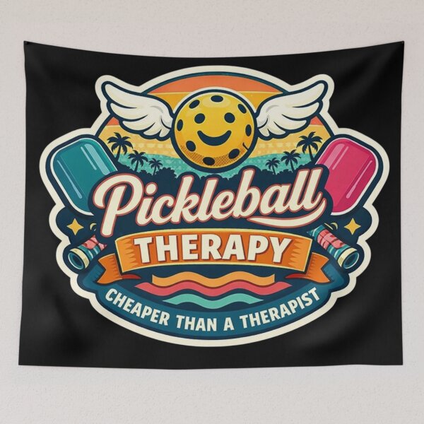 Item preview, Pickleball Therapy – Cheaper Than a Therapist Badge designed and sold by Timeless Junction.