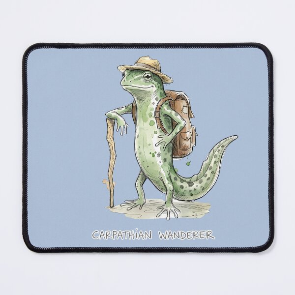 Item preview, Carpathian Wanderer: Cute Hiking Newt Watercolor Art designed and sold by SoulPT.