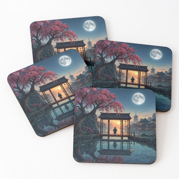 Item preview, Serene Asian Temple Landscape Under Moonlight designed and sold by GeminiArts Studio .