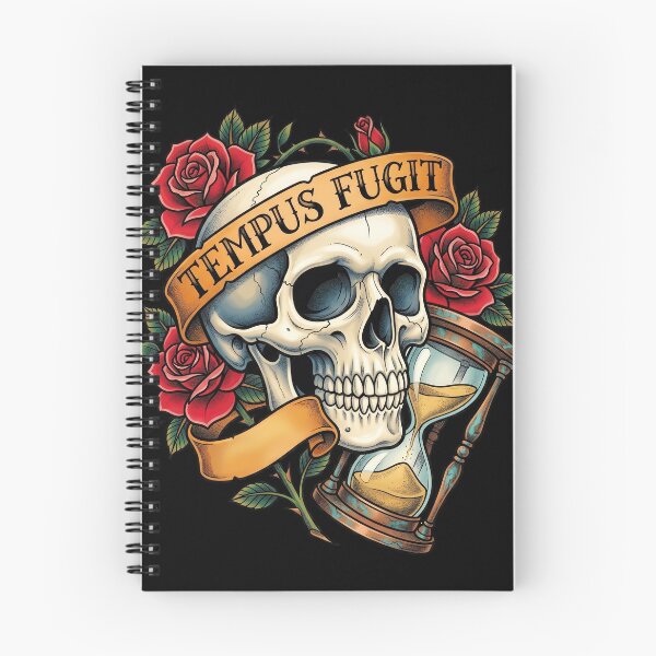 Item preview, Tempus Fugit Skull Hourglass and Flowers designed and sold by nuel-art.