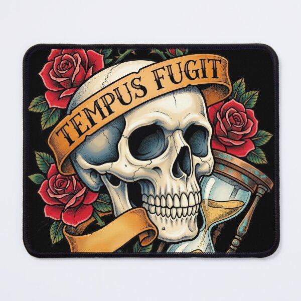 Item preview, Tempus Fugit Skull Hourglass and Flowers designed and sold by nuel-art.